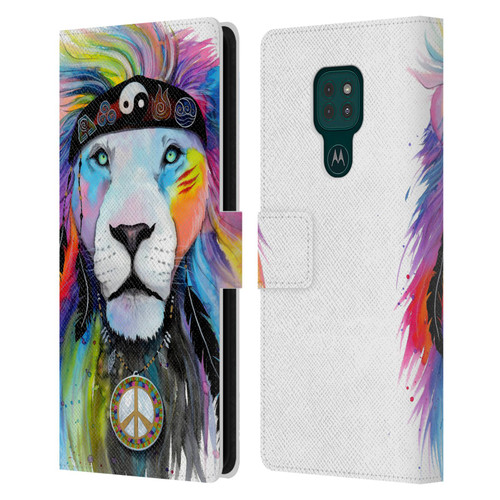 Pixie Cold Cats Hippy Lion Leather Book Wallet Case Cover For Motorola Moto G9 Play