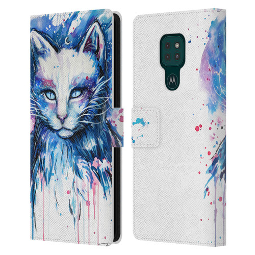 Pixie Cold Cats Space Leather Book Wallet Case Cover For Motorola Moto G9 Play