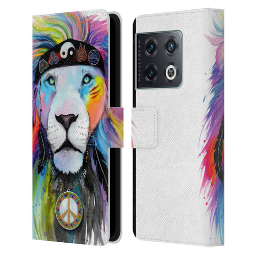 Pixie Cold Cats Hippy Lion Leather Book Wallet Case Cover For OnePlus 10 Pro