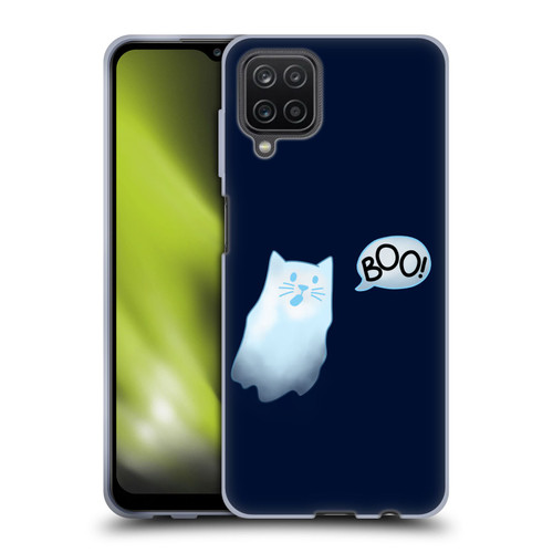Beth Wilson Doodle Cats 2 Boo Halloween Ghost Soft Gel Case for Samsung Galaxy A12 (2020)