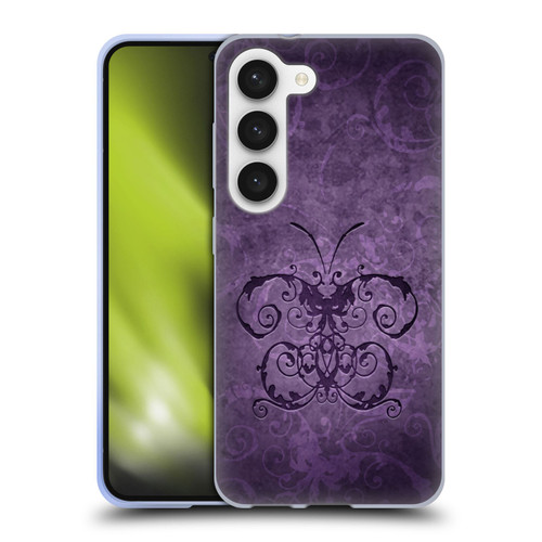 Brigid Ashwood Vintage Romance 2 Purple Butterfly Soft Gel Case for Samsung Galaxy S23 5G & MagSafe