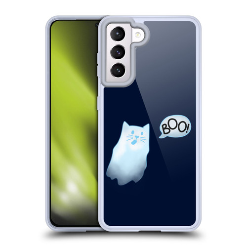 Beth Wilson Doodle Cats 2 Boo Halloween Ghost Soft Gel Case for Samsung Galaxy S21 5G & MagSafe