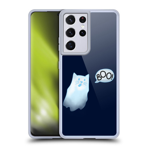 Beth Wilson Doodle Cats 2 Boo Halloween Ghost Soft Gel Case for Samsung Galaxy S21 Ultra 5G & MagSafe