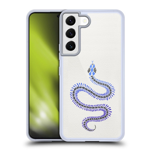 Cat Coquillette Animals Blue Ombre Snake Skeleton Soft Gel Case for Samsung Galaxy S22 5G & MagSafe