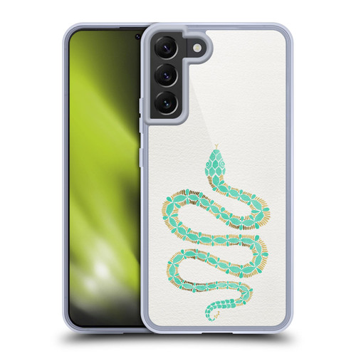 Cat Coquillette Animals Snake Mint Soft Gel Case for Samsung Galaxy S22+ 5G & MagSafe