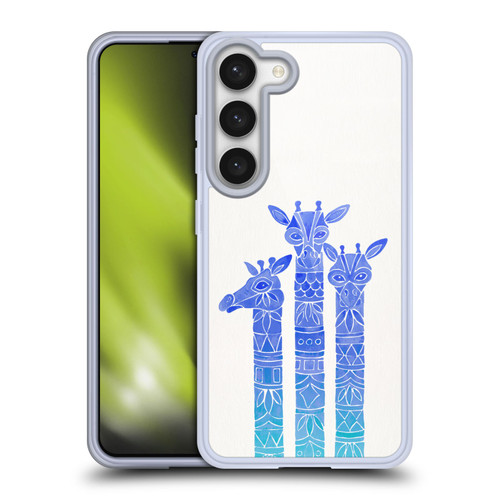 Cat Coquillette Animals Blue Ombre Giraffes Soft Gel Case for Samsung Galaxy S23 5G & MagSafe