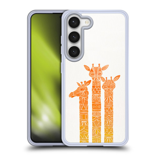Cat Coquillette Animals Orange Ombre Giraffes Soft Gel Case for Samsung Galaxy S23 5G & MagSafe