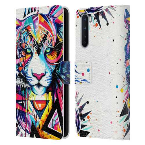 Pixie Cold Cats Shattered Tiger Leather Book Wallet Case Cover For OnePlus Nord 5G