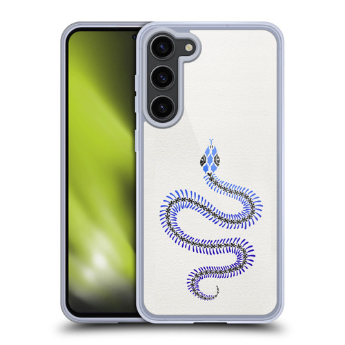 Cat Coquillette Animals Blue Ombre Snake Skeleton Soft Gel Case for Samsung Galaxy S23+ 5G & MagSafe