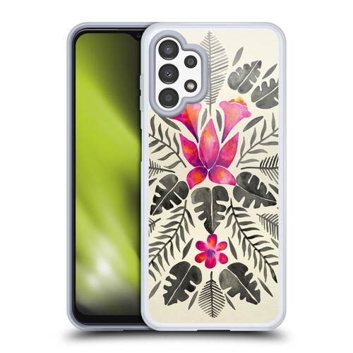 Cat Coquillette Nature Grey Pink Tropical Symmetry Soft Gel Case for Samsung Galaxy A13 (2022)