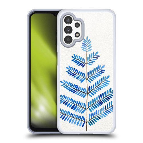 Cat Coquillette Nature Leaflets Blue Soft Gel Case for Samsung Galaxy A13 (2022)