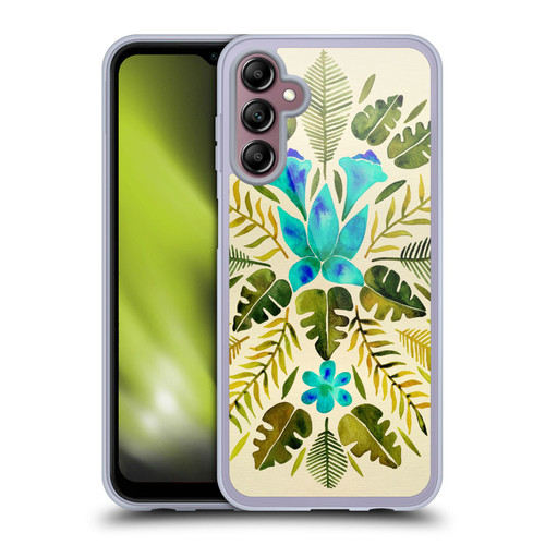 Cat Coquillette Nature Green Blue Tropical Symmetry Soft Gel Case for Samsung Galaxy A14 5G