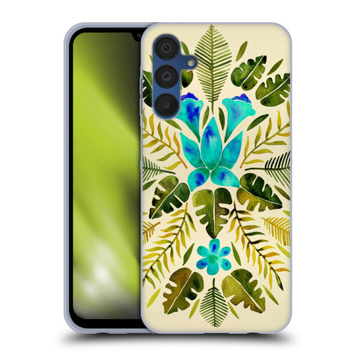 Cat Coquillette Nature Green Blue Tropical Symmetry Soft Gel Case for Samsung Galaxy A15 & MagSafe