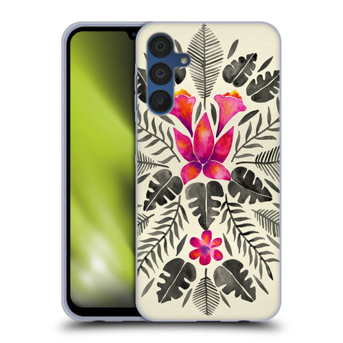 Cat Coquillette Nature Grey Pink Tropical Symmetry Soft Gel Case for Samsung Galaxy A15 & MagSafe