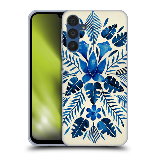 Cat Coquillette Nature Navy Tropical Symmetry Soft Gel Case for Samsung Galaxy A15 & MagSafe