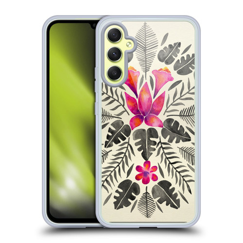 Cat Coquillette Nature Grey Pink Tropical Symmetry Soft Gel Case for Samsung Galaxy A34 5G