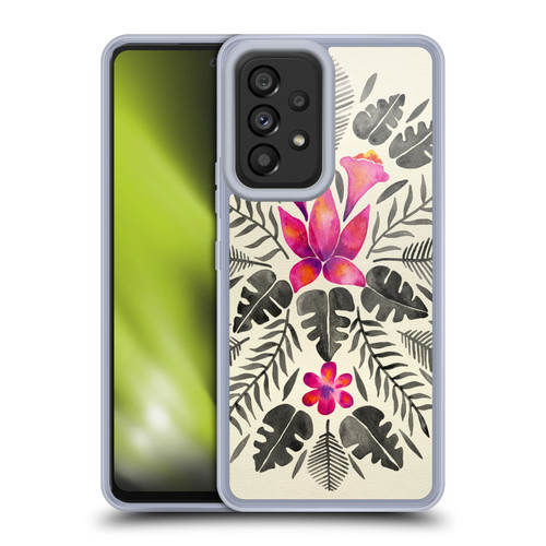 Cat Coquillette Nature Grey Pink Tropical Symmetry Soft Gel Case for Samsung Galaxy A53 5G (2022)