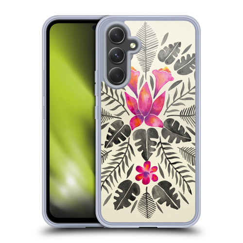 Cat Coquillette Nature Grey Pink Tropical Symmetry Soft Gel Case for Samsung Galaxy A54 5G