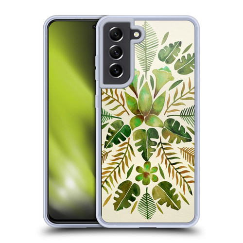 Cat Coquillette Nature Green Tropical Symmetry Soft Gel Case for Samsung Galaxy S21 FE 5G & MagSafe