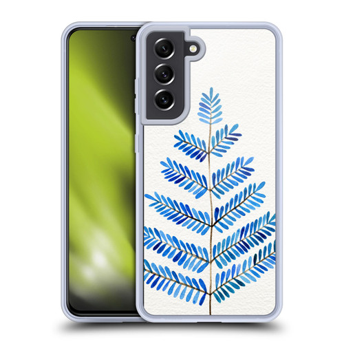 Cat Coquillette Nature Leaflets Blue Soft Gel Case for Samsung Galaxy S21 FE 5G & MagSafe