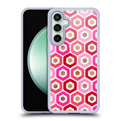 Cat Coquillette Patterns 6 Honeycomb Pink Soft Gel Case for Samsung Galaxy S23 FE 5G & MagSafe