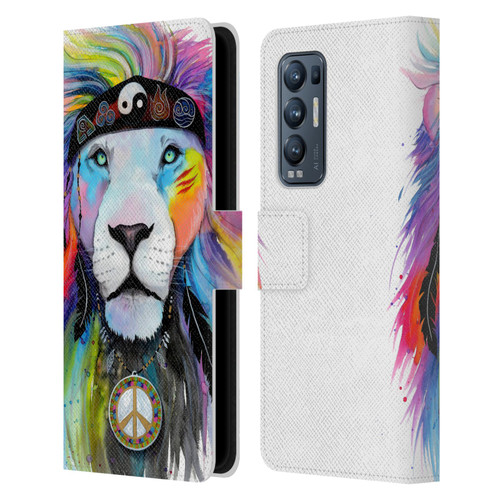 Pixie Cold Cats Hippy Lion Leather Book Wallet Case Cover For OPPO Find X3 Neo / Reno5 Pro+ 5G