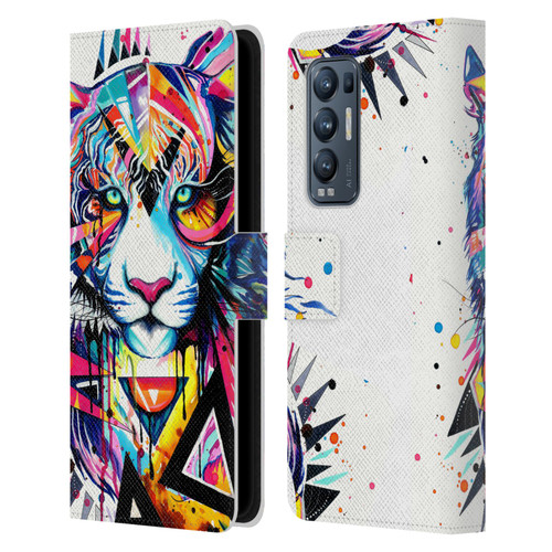 Pixie Cold Cats Shattered Tiger Leather Book Wallet Case Cover For OPPO Find X3 Neo / Reno5 Pro+ 5G