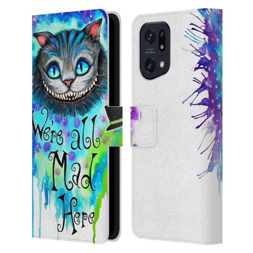 Pixie Cold Cats We Are All Mad Here Leather Book Wallet Case Cover For OPPO Find X5