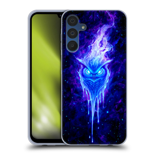 Christos Karapanos Mythical Art The Wisdowl Blue Soft Gel Case for Samsung Galaxy A15 & MagSafe
