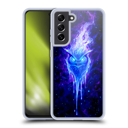 Christos Karapanos Mythical Art The Wisdowl Blue Soft Gel Case for Samsung Galaxy S21 FE 5G & MagSafe