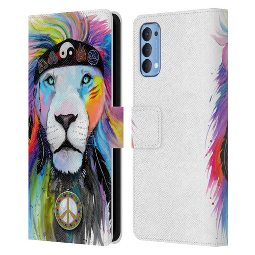 Pixie Cold Cats Hippy Lion Leather Book Wallet Case Cover For OPPO Reno 4 5G