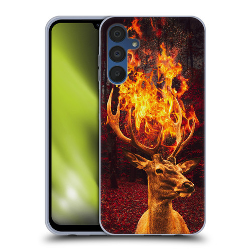 Dave Loblaw Animals Fire Deer Forest Soft Gel Case for Samsung Galaxy A15 & MagSafe