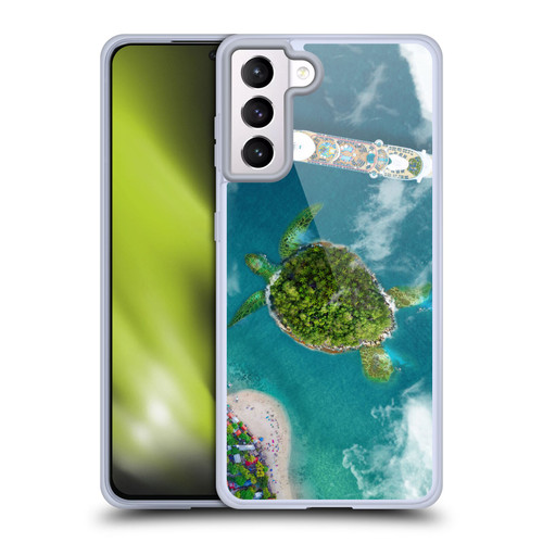 Dave Loblaw Sea Turtle And Cruiseship Soft Gel Case for Samsung Galaxy S21+ 5G & MagSafe