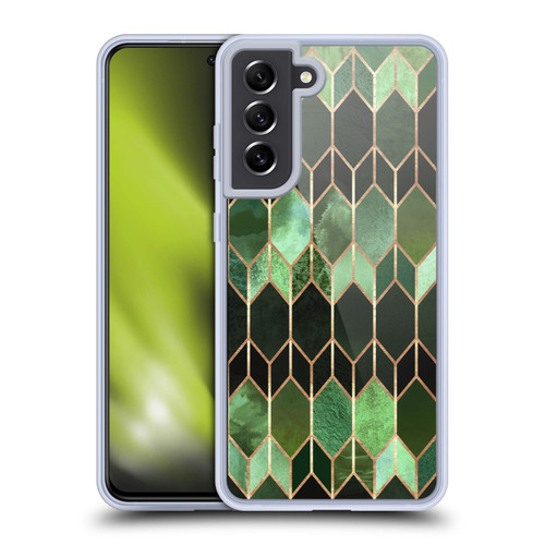 Elisabeth Fredriksson Geometric Design And Pattern Green Stained Glass Soft Gel Case for Samsung Galaxy S21 FE 5G & MagSafe
