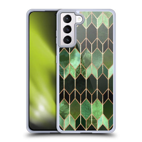 Elisabeth Fredriksson Geometric Design And Pattern Green Stained Glass Soft Gel Case for Samsung Galaxy S21+ 5G & MagSafe