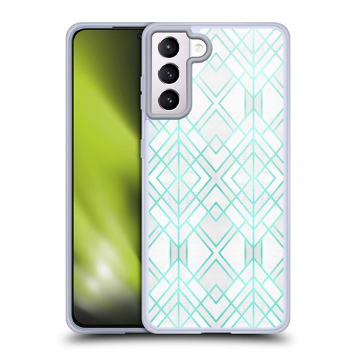 Elisabeth Fredriksson Geometric Design And Pattern Turquoise Geo Soft Gel Case for Samsung Galaxy S21+ 5G & MagSafe