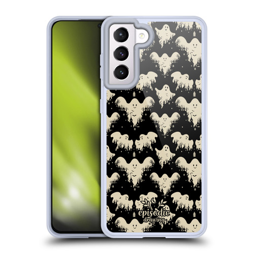 Episodic Drawing Spooky Patterns Halloween Ghost Soft Gel Case for Samsung Galaxy S21 5G & MagSafe