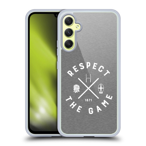 England Rugby Union Typography  Respect The Game Soft Gel Case for Samsung Galaxy A34 5G