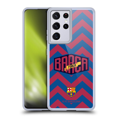 FC Barcelona Forca Barca Zigzag Soft Gel Case for Samsung Galaxy S21 Ultra 5G & MagSafe