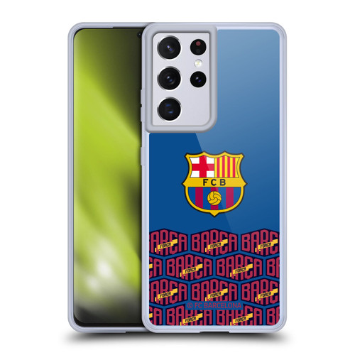 FC Barcelona Forca Barca Logo And Pattern Soft Gel Case for Samsung Galaxy S21 Ultra 5G & MagSafe