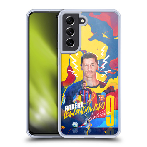 FC Barcelona 2022/23 First Team Robert Lewandowski Soft Gel Case for Samsung Galaxy S21 FE 5G & MagSafe