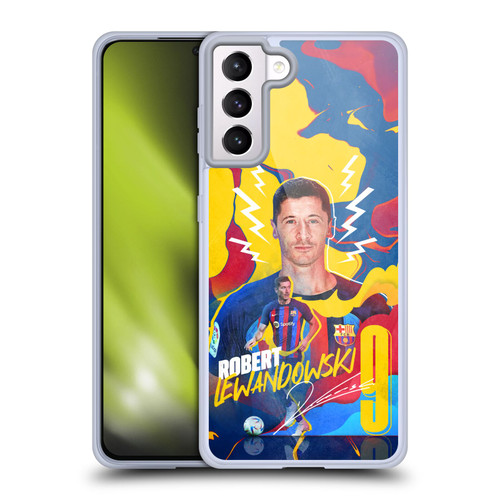 FC Barcelona 2022/23 First Team Robert Lewandowski Soft Gel Case for Samsung Galaxy S21+ 5G & MagSafe