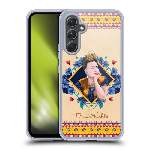 Frida Kahlo Portrait Indigo Soft Gel Case for Samsung Galaxy A54 5G