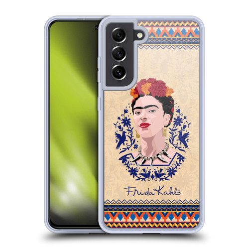 Frida Kahlo Portrait Navy Blue Soft Gel Case for Samsung Galaxy S21 FE 5G & MagSafe