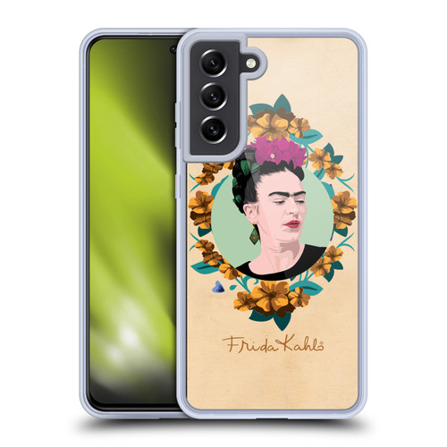 Frida Kahlo Portrait Purple Soft Gel Case for Samsung Galaxy S21 FE 5G & MagSafe