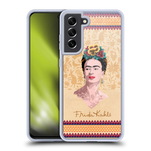 Frida Kahlo Portrait Yellow Soft Gel Case for Samsung Galaxy S21 FE 5G & MagSafe