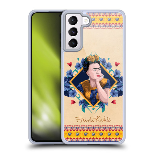 Frida Kahlo Portrait Indigo Soft Gel Case for Samsung Galaxy S21+ 5G & MagSafe