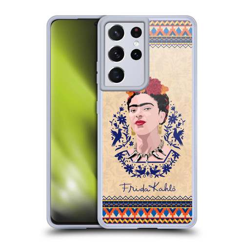 Frida Kahlo Portrait Navy Blue Soft Gel Case for Samsung Galaxy S21 Ultra 5G & MagSafe
