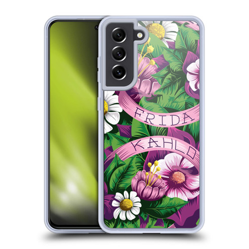 Frida Kahlo Purple Florals Lace Soft Gel Case for Samsung Galaxy S21 FE 5G & MagSafe