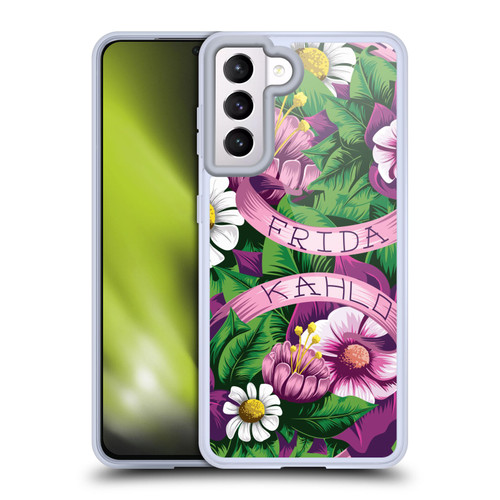 Frida Kahlo Purple Florals Lace Soft Gel Case for Samsung Galaxy S21 5G & MagSafe